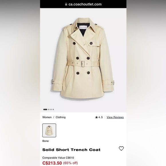 COACH EST. 1941 Trench Coat, Belted, Buttons, XS, Cotton Blend - Picture 14 of 14